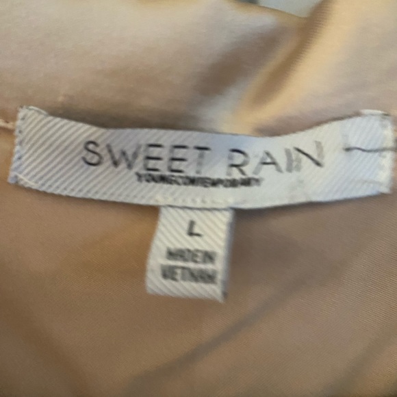 Silky Champagne Blouse with three rhine stone buttons, Size L - Picture 4 of 11